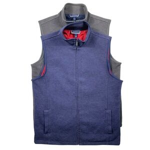 Club Room Full Zip Sweater Lined Vest Mens Large Blue Gray Mock Neck Lot of 2